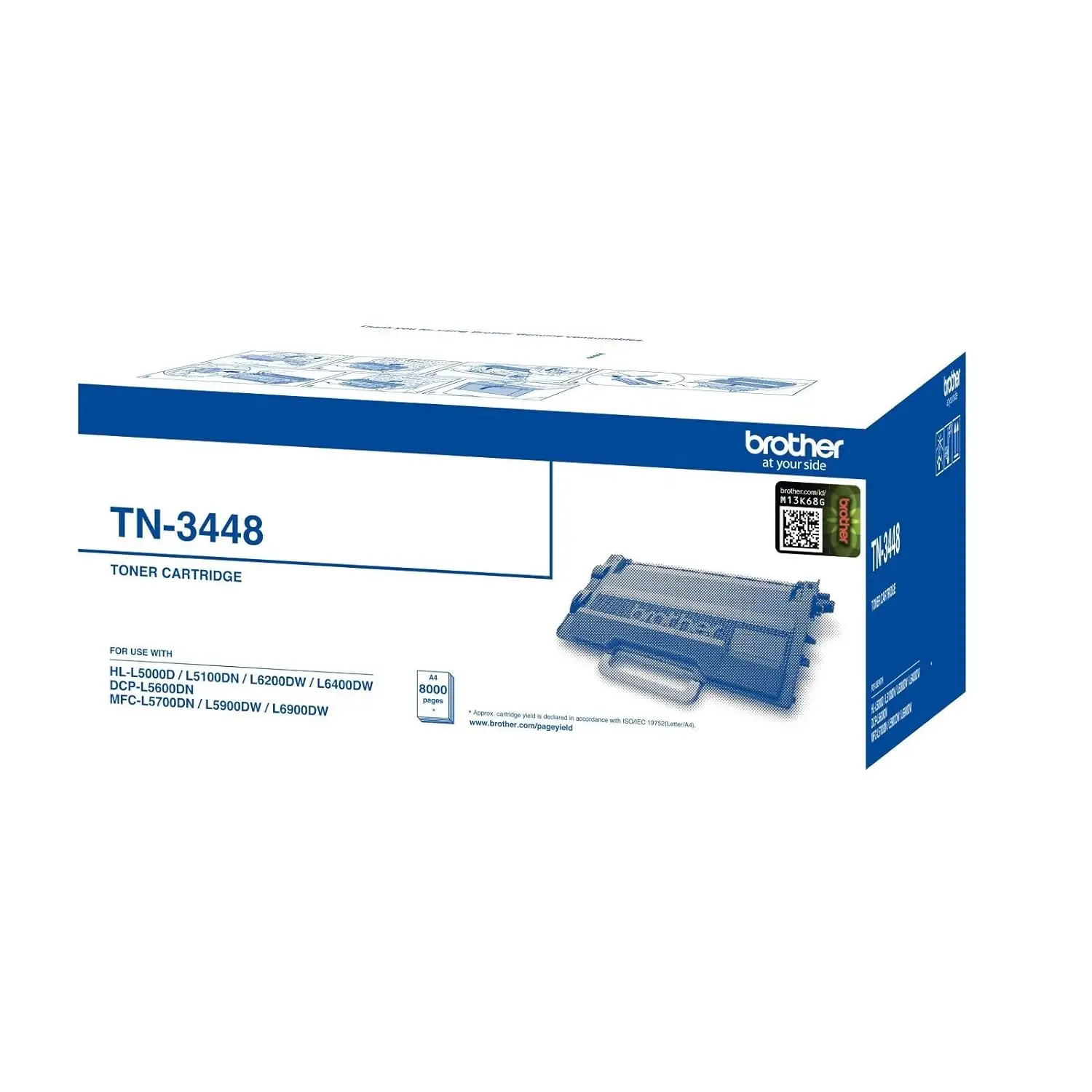 Brother TN-3448 Toner Cartridge (Black), Grey, Medium