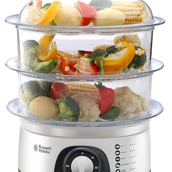 Russell Hobbs England RFS800-800 Watt Food Steamer Steam Cooker with 2 Years Manufacturer Warranty (White)