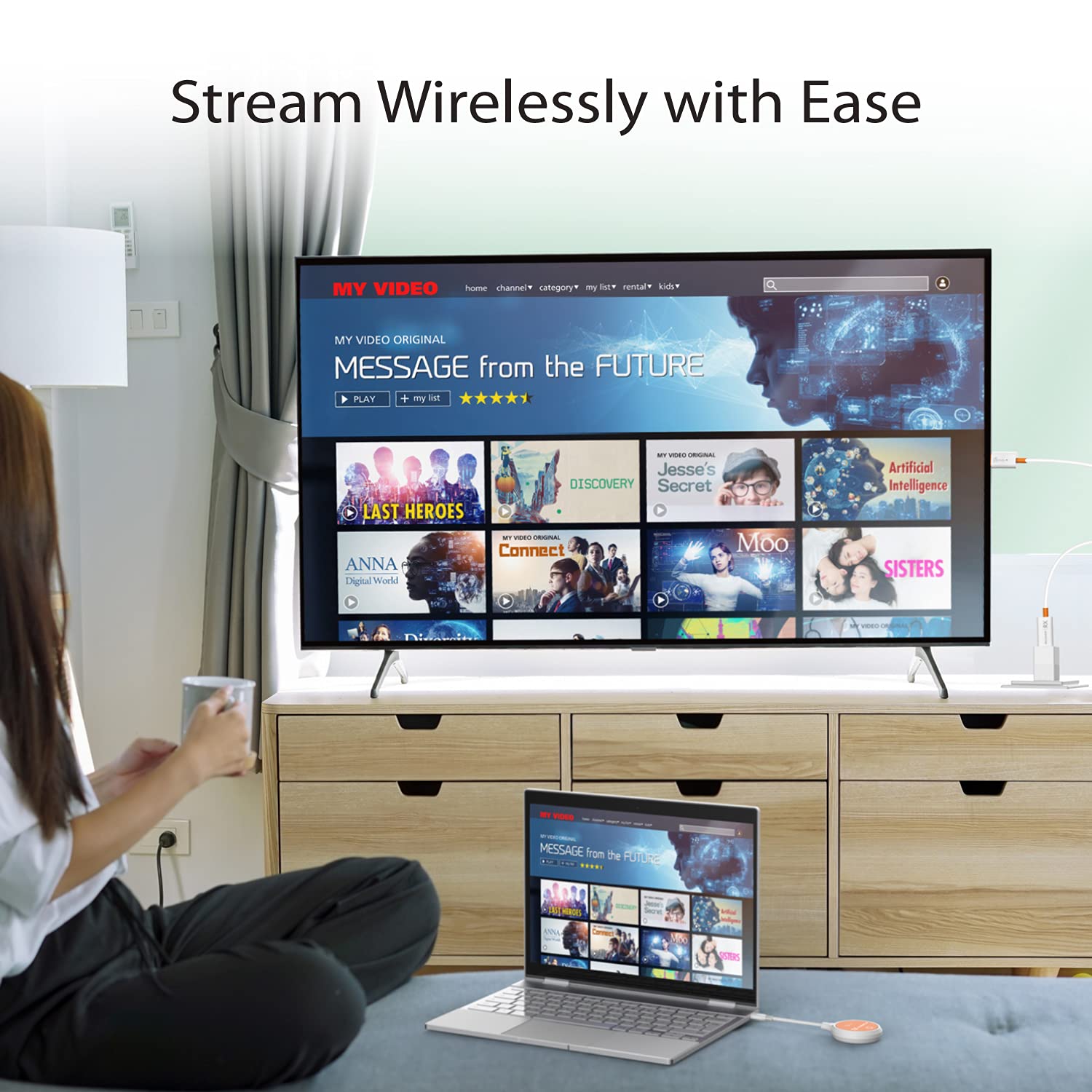 j5create ScreenCast USB-C to HDMI Wireless Display Transmitter and Receiver, Supports 1080p, Suitable for iPhone15, MacBook, iPad Pro, Chromebook, USB-C Laptops, and Android (JVAW62) - Image 5